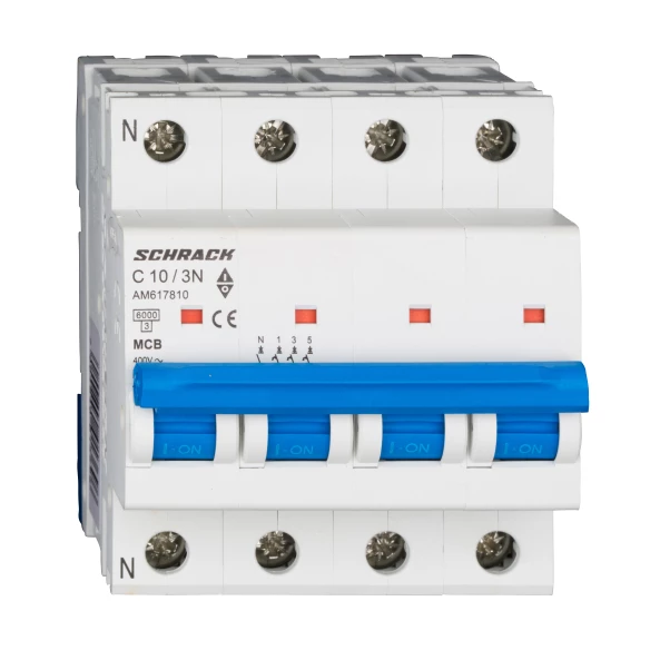 INTRERUPATORERUPTOR AUTOMAT MODULAR (MCB) AMPARO 6KA C 10A 3P+N AM617810--