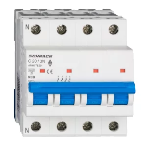 INTRERUPATORERUPTOR AUTOMAT MODULAR (MCB) AMPARO 6KA C 20A 3P+N AM617820--