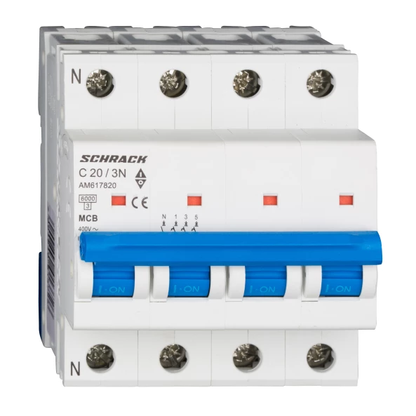 INTRERUPATORERUPTOR AUTOMAT MODULAR (MCB) AMPARO 6KA C 20A 3P+N AM617820--