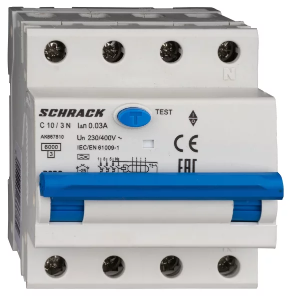 INTRERUPATOR AUTOMAT+DIF. 3+N AMPARO 6KA C 10A 30MA TIP A AK667810--