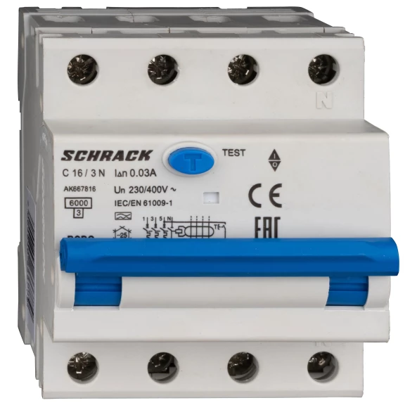 INTRERUPATORERUPTOR AUTOMAT+DIF. 3+N AMPARO 6KA C 16A 30MA TIP A AK667816--