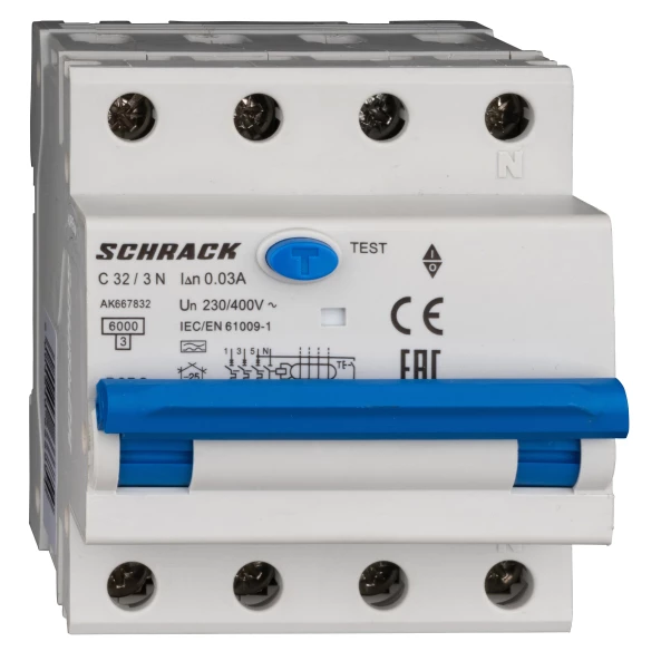 INTRERUPATORERUPTOR AUTOMAT+DIF. 3+N AMPARO 6KA C 32A 30MA TIP A AK667832--