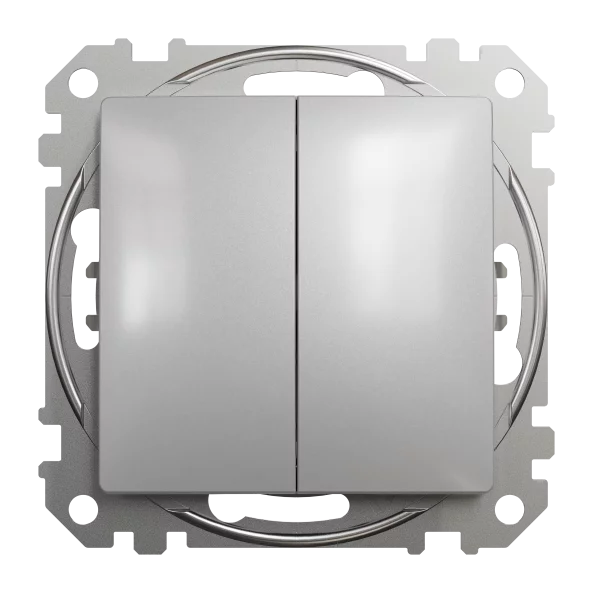 NEW SEDNA INTRERUPATOR DUBLU 10AX ALUMINIU