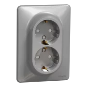 NEW SEDNA PRIZA DUBLA 2P+E OBT ALUMINIU
