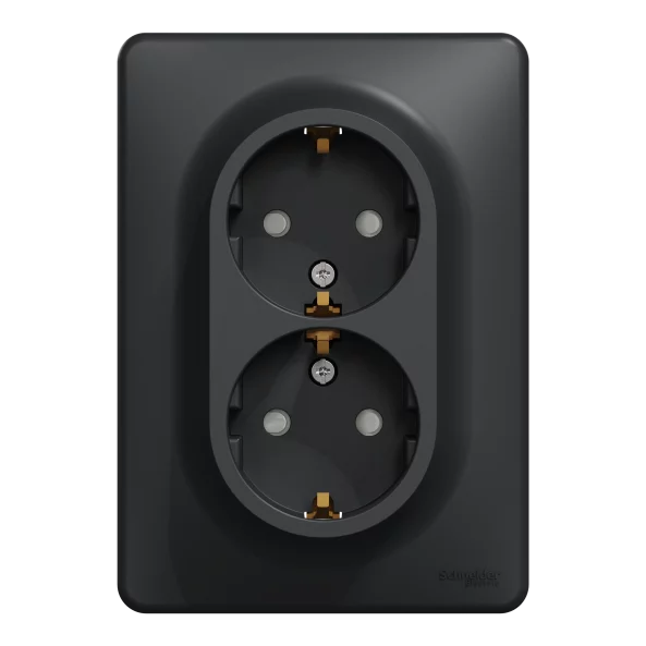 NEW SEDNA PRIZA DUBLA 2P+E,OBT ANTRACIT