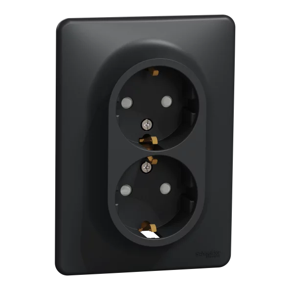 NEW SEDNA PRIZA DUBLA 2P+E,OBT ANTRACIT