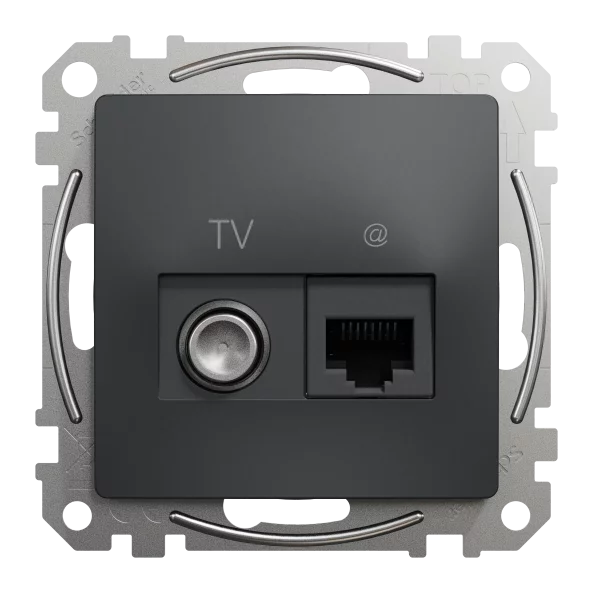 NEW SEDNA PRIZA TV+RJ45 CAT6 UTP ANTRACIT