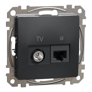 NEW SEDNA PRIZA TV+RJ45 CAT6 UTP ANTRACIT