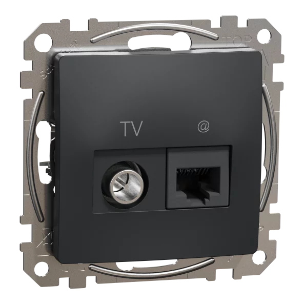 NEW SEDNA PRIZA TV+RJ45 CAT6 UTP ANTRACIT