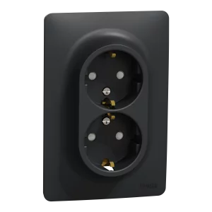 NEW UNICA PRIZA DUBLA 2P+E 16A OBT ANTRACIT