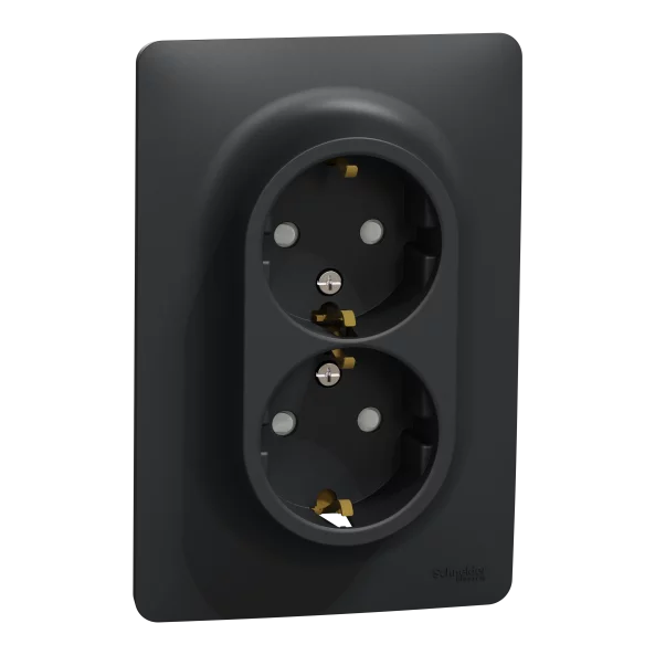 NEW UNICA PRIZA DUBLA 2P+E 16A OBT ANTRACIT