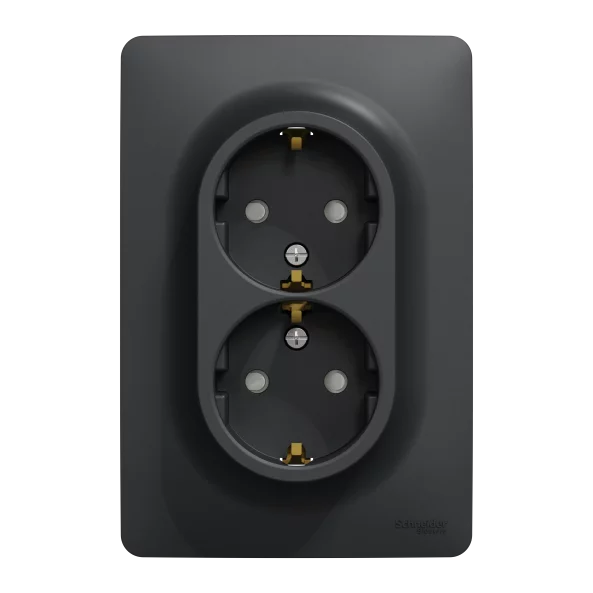 NEW UNICA PRIZA DUBLA 2P+E 16A OBT ANTRACIT