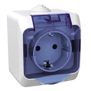 PRIZA 2P+E OBT ALB/CAPAC ALBASTRU TRANSP