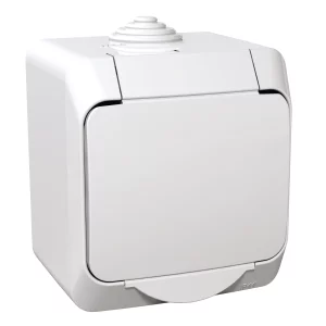PRIZA SIMPLA 2P+E OBTURATOARE ALB