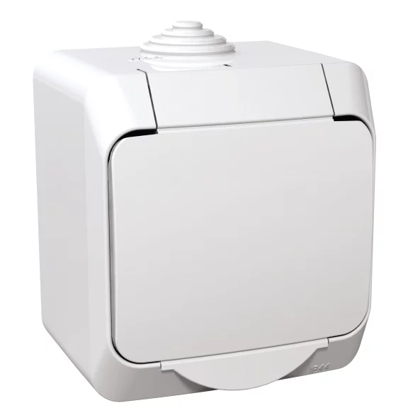 PRIZA SIMPLA 2P+E OBTURATOARE ALB