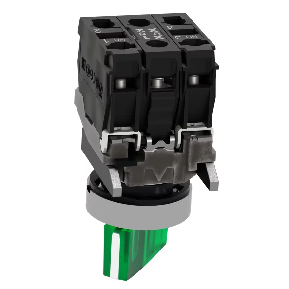 SELECTOR VERDE ILUMINAT,2POZ,1ND1NI,24V