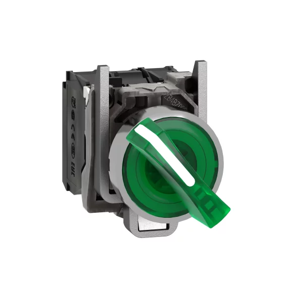 SELECTOR VERDE ILUMINAT,2POZ,1ND1NI,24V