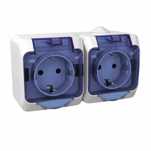 PRIZA DBL 2P+E OBT ALB/CAP ALBAST TRANSP