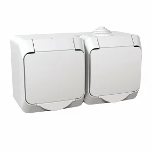 PRIZA DUBLA 2P+E OBTURATOARE ALB
