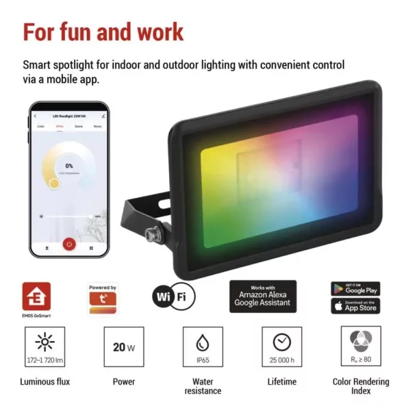 PROIECTOR GOSMART 20W 1720LM RGB+CCT IP65