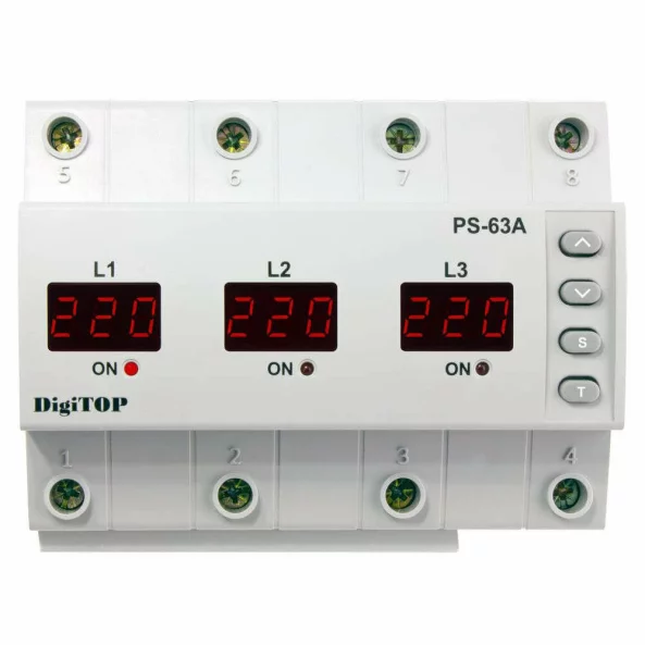 IEK PS-PRO-63A RELEU COMUTATOR DE FAZA SI PROTECTIE TENSIUNE