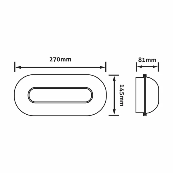 PLAF. 20W NW 4000K OVAL IP65 NEGRU 100LM/W AVIDE (TRITON-O) HL-O-20W-NW-BL-HL