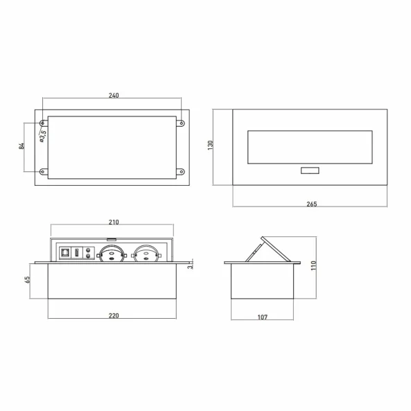 GTV ANSAMBLU 3 PRIZE SCHUKO NEGRU AE-PB03GS-20