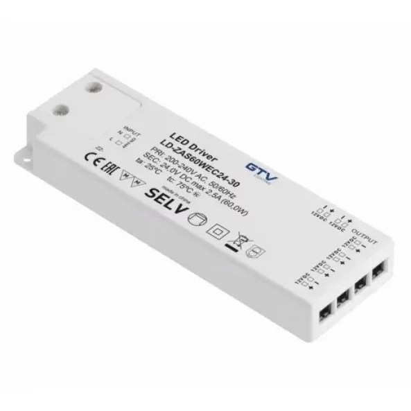 GTV DRIVER LED 24V 60W SLIM EASY CLICK 220-240V