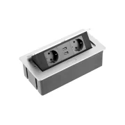 GTV PRIZA 2 SCHUKO 2 USB ARGINTIU AE-PBSUC2GS-53