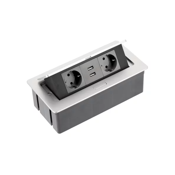 GTV PRIZA 2 SCHUKO 2 USB ARGINTIU AE-PBSUC2GS-53