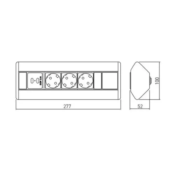 GTV PRIZE BLAT COLT 3XSCHUKO 2XUSB 2.1A 5V GRI 1.5M AE-PBKT3S2U-80