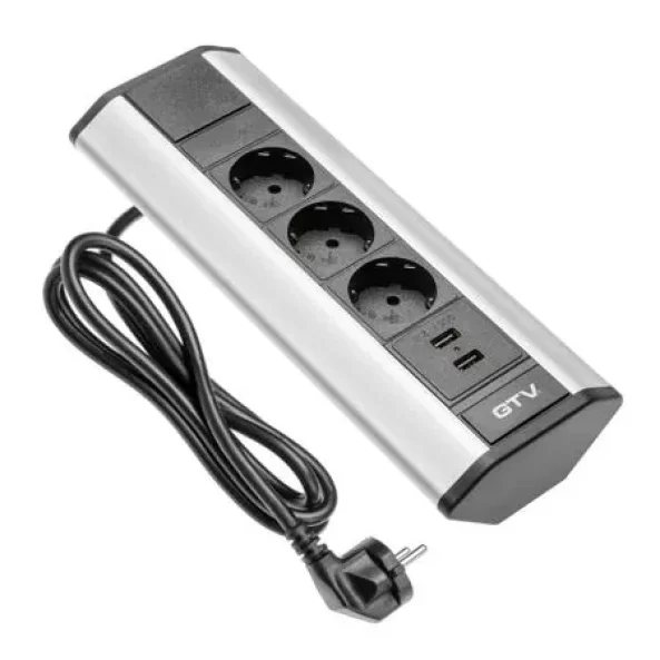 GTV PRIZE BLAT COLT 3XSCHUKO 2XUSB 2.1A 5V GRI 1.5M AE-PBKT3S2U-80