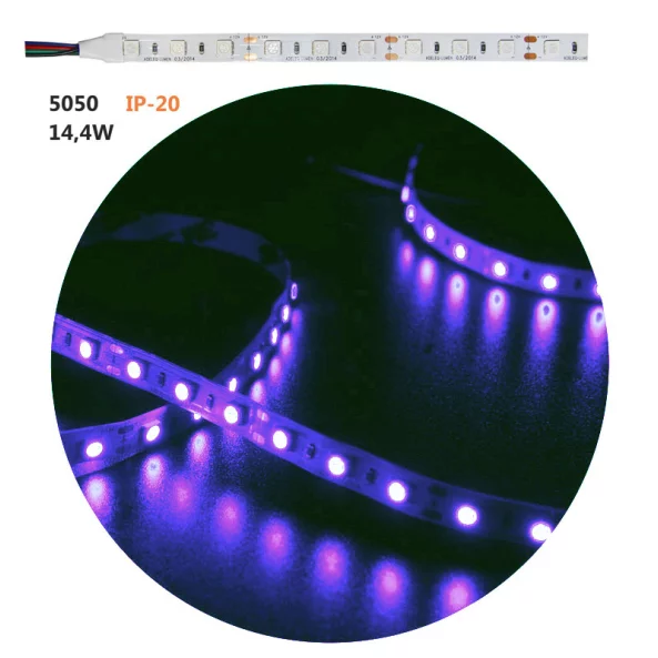 BANDA LED 14.4W 12V IP20 L.RGB 60LED/M