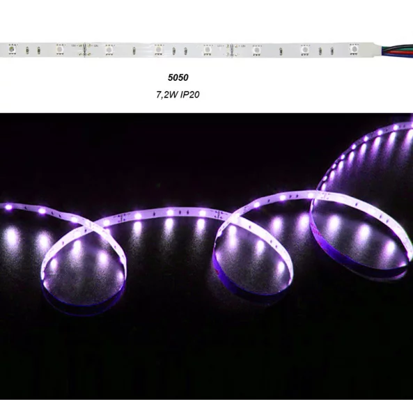 BANDA LED 7.2W 12V IP20 L.RGB 30LED/M