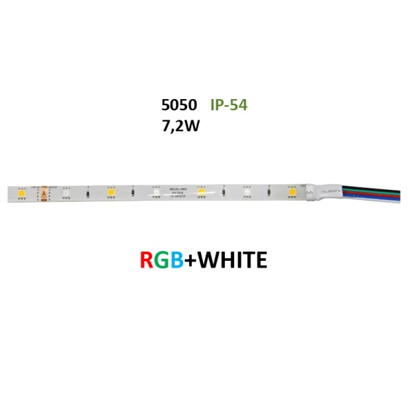 BANDA LED 7.2W 12V IP54 L.RGB+W 36LED/M