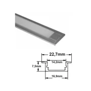 PROFIL ALUMINIU INGROPAT LAT (BENZI MAX.12MM) - ARGINTIU - 2METRI