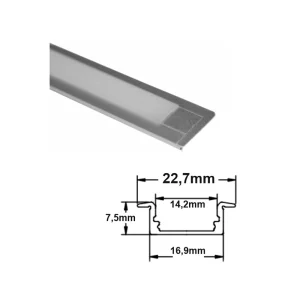 PROFIL ALUMINIU INGROPAT LAT (BENZI MAX.12MM) - ARGINTIU - 2METRI