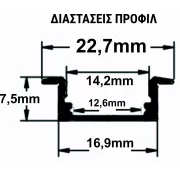 PROFIL ALUMINIU INGROPAT LAT (BENZI MAX.12MM) - ARGINTIU - 2METRI