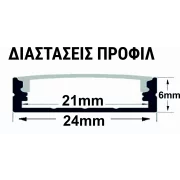PROFIL ALUMINIU LAT DUBLU PT. PENTRU LED (BENZI MAX.21MM)