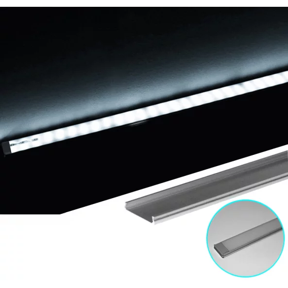 PROFIL ALUMINIU LAT DUBLU PT. PENTRU LED (BENZI MAX.21MM)