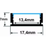 PROFIL ALUMINIU PT. LAT PTR. LED (BENZI MAX.13MM) - NEGRU - 2METRI