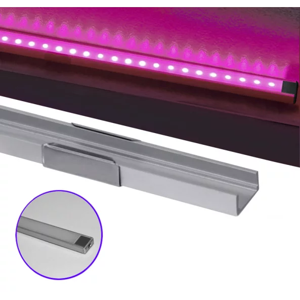 PROFIL ALUMINIU PT. PTR. LED (BENZI MAX.11MM) - ARGINTIU - 2METRI