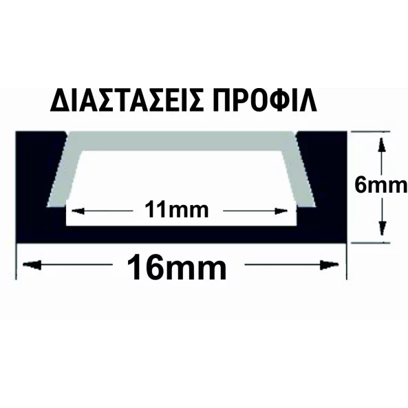 PROFIL ALUMINIU PT. PTR. LED (BENZI MAX.11MM) - NEGRU - 2METRI