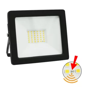 PROIECT.LED SMD +FOTOCELULA 30W L.ALBA(4000K) 230V NEGRU