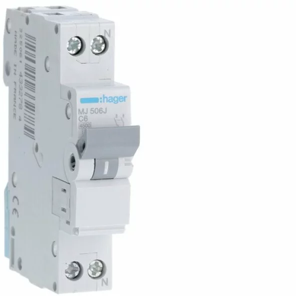 HAGER MJ506J SIGURANTA 1P+N 6A 4,5KA C 1M