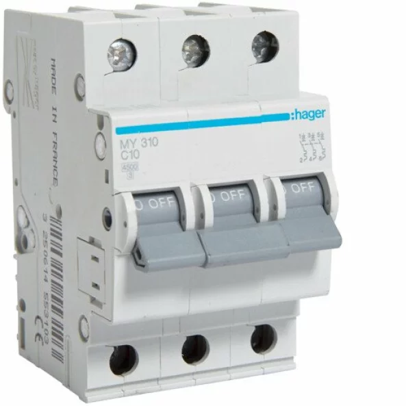 HAGER MY310 SIGURANTA 3P 10A 4,5KA C 3M