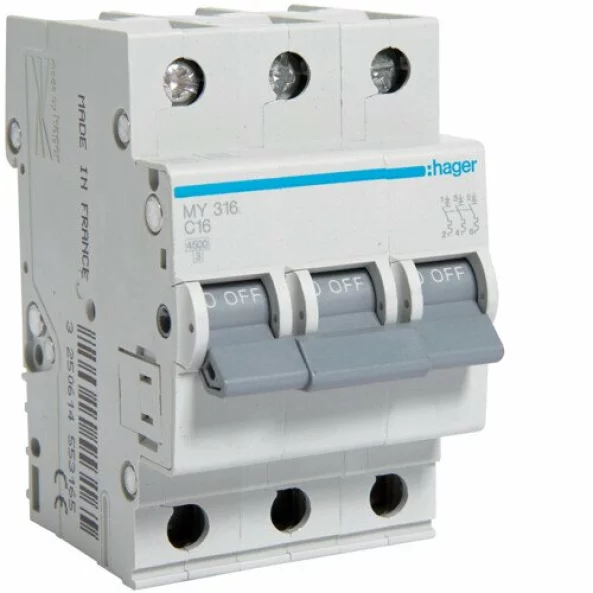 HAGER MY316 SIGURANTA 3P 16A 4,5KA C 3M