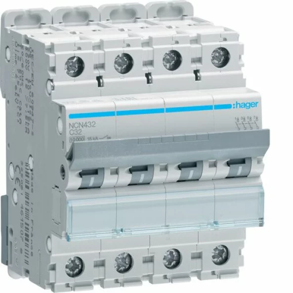 HAGER NCN432 SIGURANTA 4P 32A C 10KA