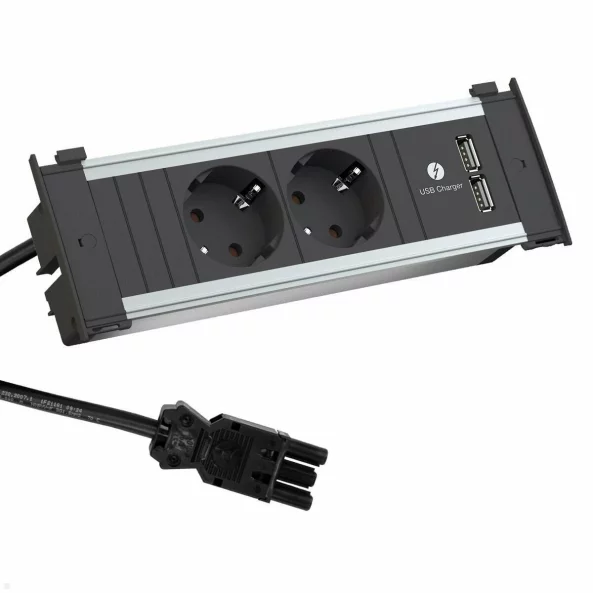 927051 KAPSA 2XSCHUKO + 1 USB CHARGER
