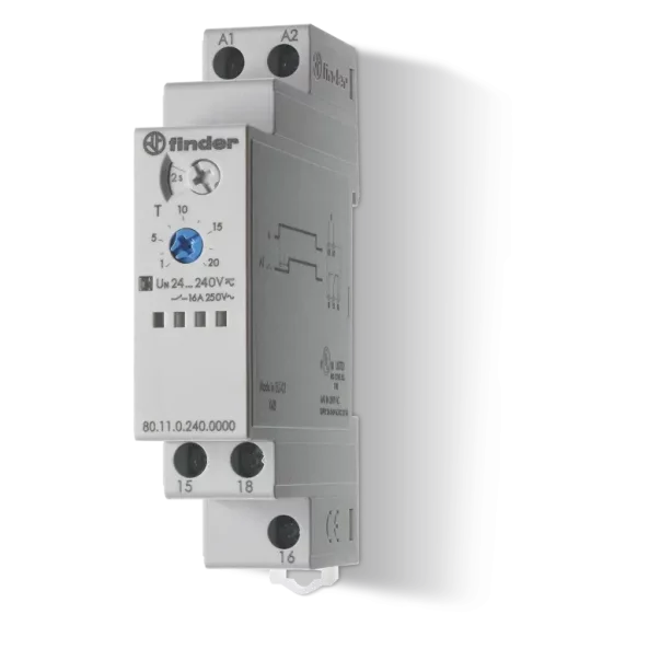 RELEU DE TIMP MODULAR 17.5MM LATIME INTARZIERE LA ANCLANSARE (AI) MULTI-TENSIUNE (24...240)VC.A./C.C. 6 INTERVALE DE TEMPORIZARE (0.1S...20H) 1C 16A AGCDO